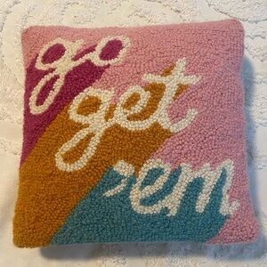 Home Decor Throw Pillow Motivational “Go Get Em” Pinks, Orange, Blue